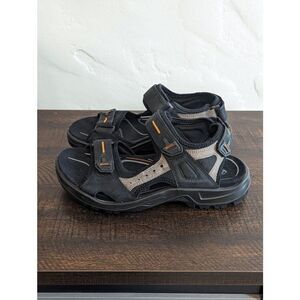 Ecco Yucatan Black and Gray Leather Sport Strappy Sandals - Size 41